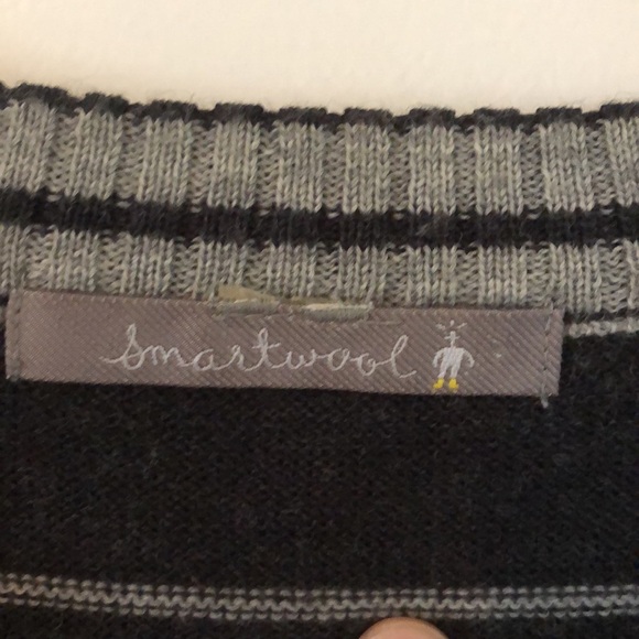 Smartwool merino wool gray stripe crew neck - Picture 4 of 7